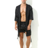 MenSexyWear Peignoir effet satiné Long Slit Noir